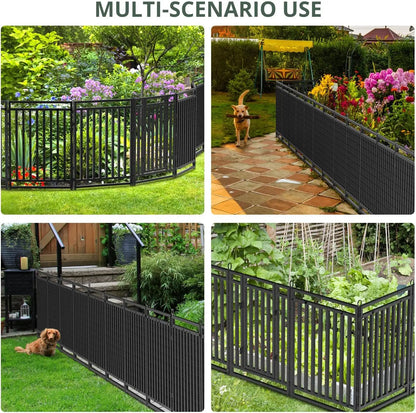NEW Decorative Garden Fence, Metal Dog Fence, Outdoor for Yard, 36ft (L) × 40in (H), 14 Panels + 2 Gates,Black-Silver