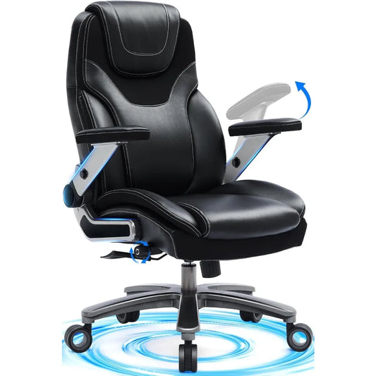 Big and Tall Office Chair , Adjustable Arms, 600lbs, Fabric and PU Leather, Ergonomic Executive Office Chair