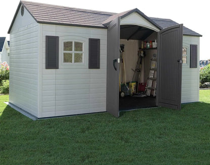 Outdoor Storage Shed 8x15 Foot- Desert Sand, Heavy Duty Waterproof, UV Resistant Metal Frame Garden Shed