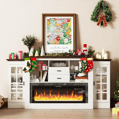 Electric Fireplace with Mantel Fireplace, TV Stand Featuring 42 Electric Fireplace for 65 Inch TV