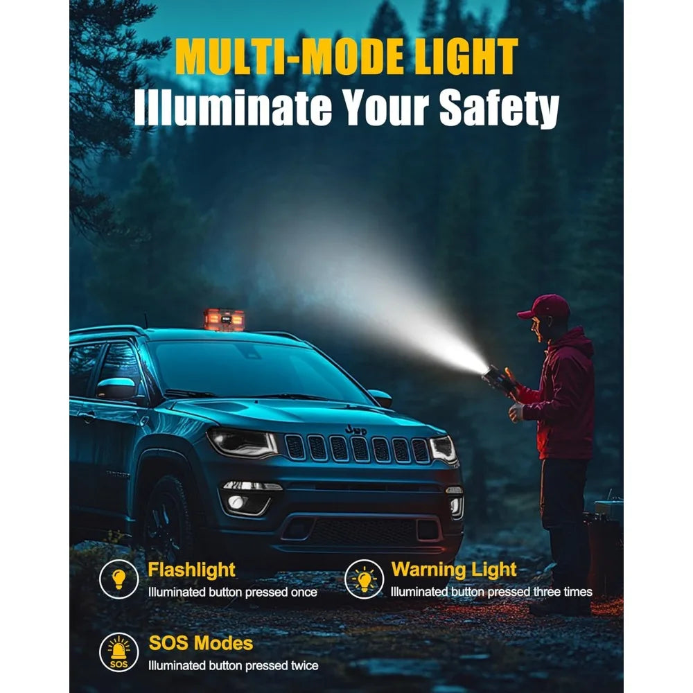 Portable Car Jump Starter, 12L Diesel Engines with 40W Fast Charging Smart LCD Display and Red Warning Light