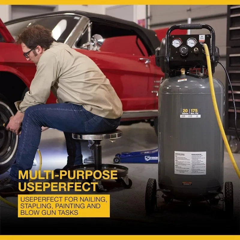 20-Gallon Air Compressor, 2 HP, 120 Volts, 175 PSI