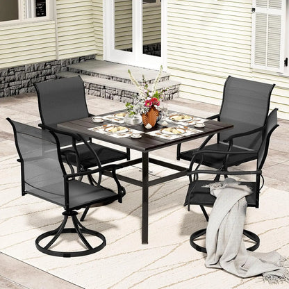 5 Piece,  4 Swivel Dining Chairs & 1 Large Dining Table ,Bistro Furniture Set