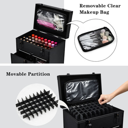 Cosmetology Case On Wheels Rolling Makeup Case Cart Professional Makeup Briefcase With Wheels For Cosmetics & Tattoo & Salon