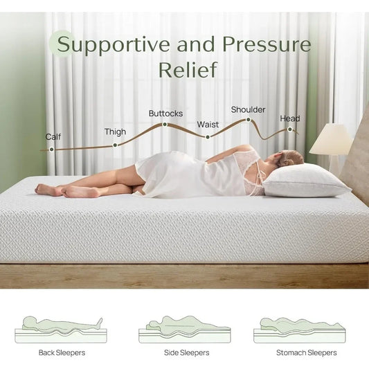 6 Inch Gel Memory Foam Mattress in a Box, Fiberglass Free, Breathable for Cooler Sleep Supportive & Pressure Relief, Customized